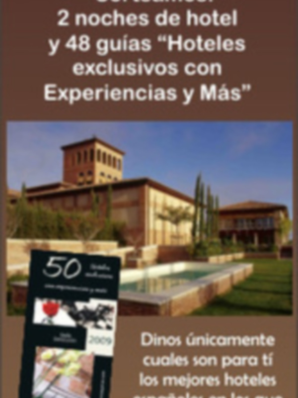 Sorteamos 2 noches de hotel y 48 guías 'Hoteles exclusivos con Experiencias y Más' para ganar las mejores noches de hotel en 50 ciudades diferentes. Reúnete con tu familia y amigos para disfrutar de estas experiencias únicas.