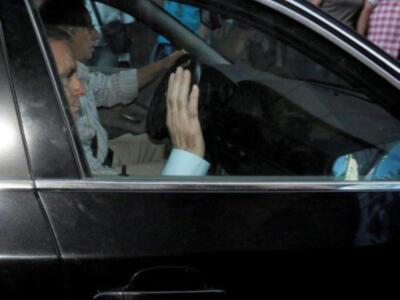 Ortega Cano reaparecio para declarar ante el juez sereno, vestido de chaqueta y corbata , convaleciente y en silla de ruedas junto a su hijo Jose Fernando
