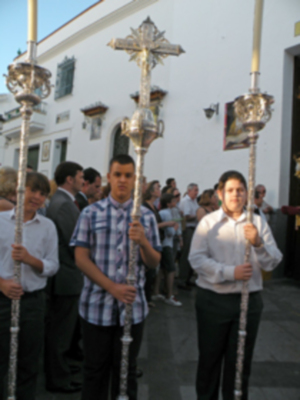 Procesión mañanera del Santo Patron San Gregorio de Osset de la localidad de Alcalá del Río