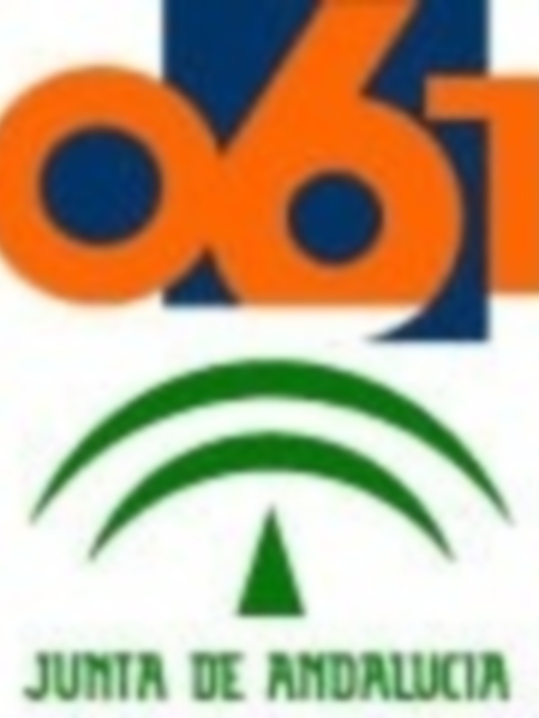 Logo de la Junta de Andalucía con el número 061 y un símbolo verde.