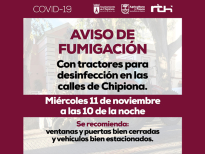 El Ayuntamiento de Chipiona tiene previsto continuar mañana miércoles con las fumigaciones con tractor