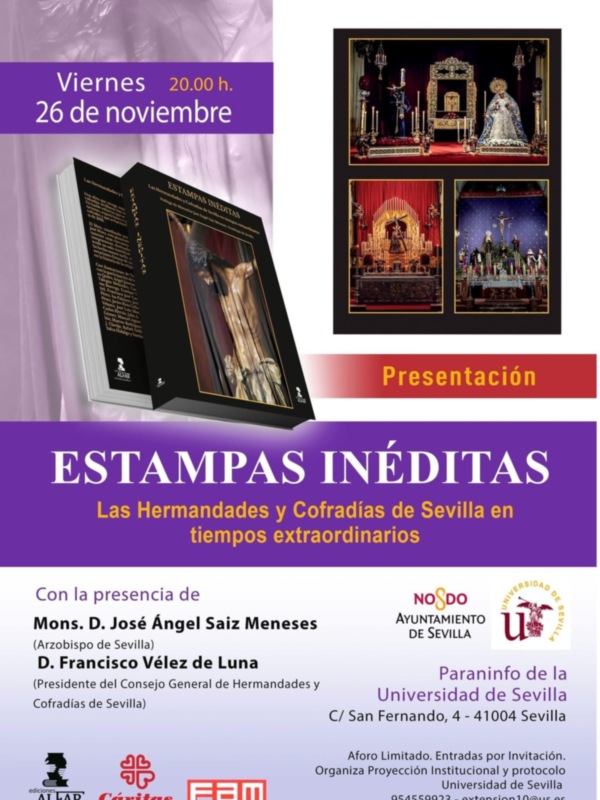 El viernes 26 de noviembre de 2021 a las 20:00 horas en el Paraninfo de la Universidad de Sevilla tendrá lugar la presentación del libro "Estampas Iné