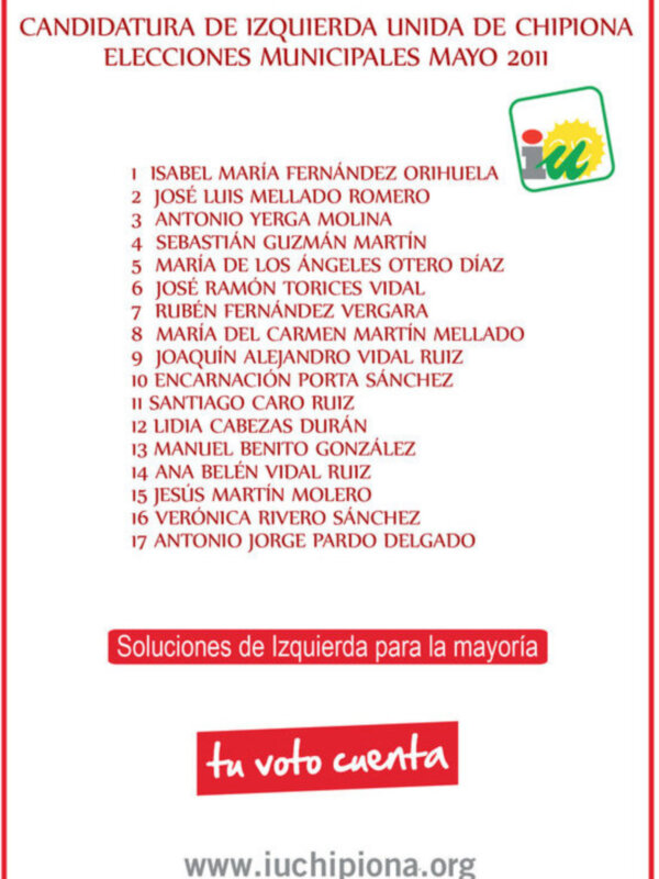Izquierda Unida de Chipiona presenta una  lista joven, preparada y renovada.(Chipiona)