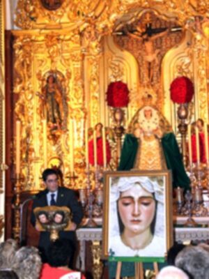 La Antigua Hermandad de la Vera-cruz de Alcalá del Río, presento el cartel del XL Aniversario de la Coronación Canónica de la Stma. Virgen de las Angustias Coronada de Alcalá del Río.