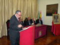 El presidente de la Asociación de Vecinos de Alcalá de Henares, don Francisco Javier Martínez, durante la entrega del premio a la mejor asociación vecinal de España.