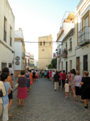 Procesión mañanera del Santo Patron San Gregorio de Osset de la localidad de Alcalá del Río