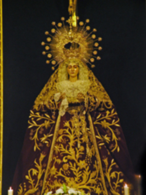 Provincia. Altar y culto de la Novena en honor de María. Stma. de las Angustias Coronada de la Hermandad de la Vera-cruz de Alcalá del Río 