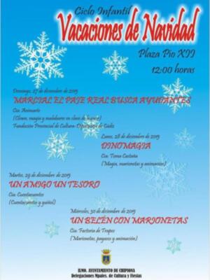Cultura y Fiestas ponen en marcha el ciclo infantil Vacaciones de Navidad para los niños y niñas de Chipiona. 
