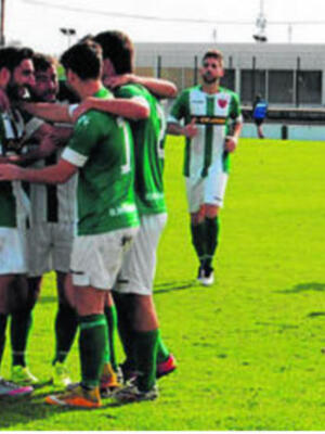 Un equipo de fútbol celebra un gol en el campo, con jugadores de verde y blanco celebrando juntos. La imagen muestra una celebración en un partido de fútbol, con el equipo ganador mostrando su alegría y felicidad.