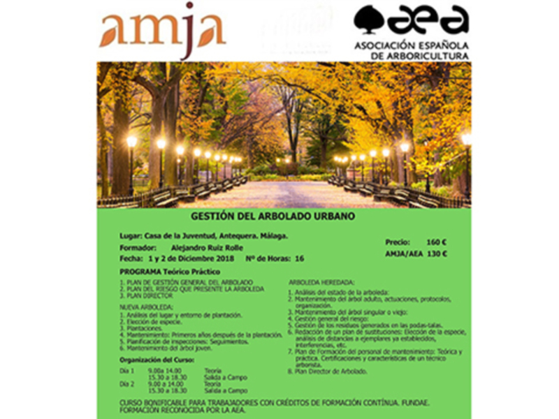 Curso sobre Gestión del Arbolado Urbano en Antequera, Málaga.