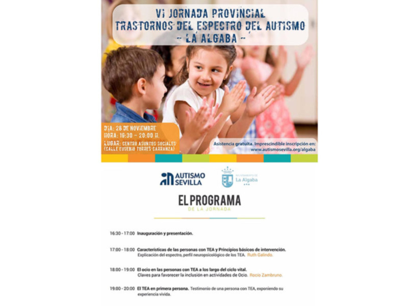 La Algaba acogerá la sexta edición de las Jornadas Provinciales sobre los Trastornos del Espectro del Autismo.