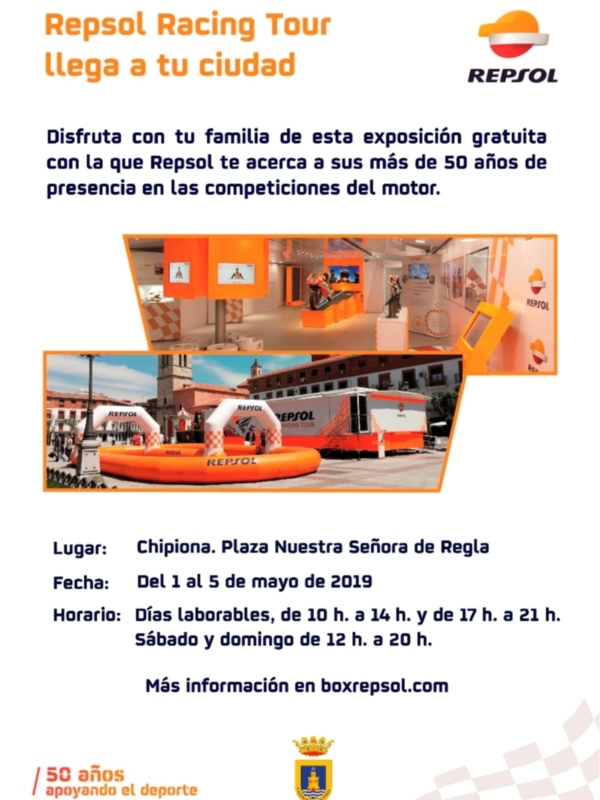 La Delegación de Deportes trae a Chipiona una muestra sobre los cincuenta años de Repsol en los deportes de motor
