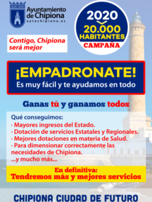 El Ayuntamiento de Chipiona lanza una campaña de empadronamiento para alcanzar los 20.000 habitantes, lo que le reportaría más recursos