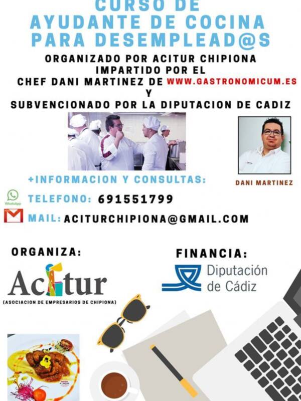 Sebastián Tirado anuncia la apertura de inscripciones para el curso de cocina básica que realizará Acitur en septiembre