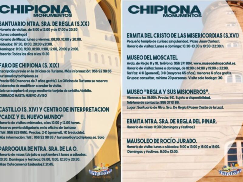 Turismo de Chipiona edita folletos con información sobre las visitas a los monumentos y edificios más emblemáticos
