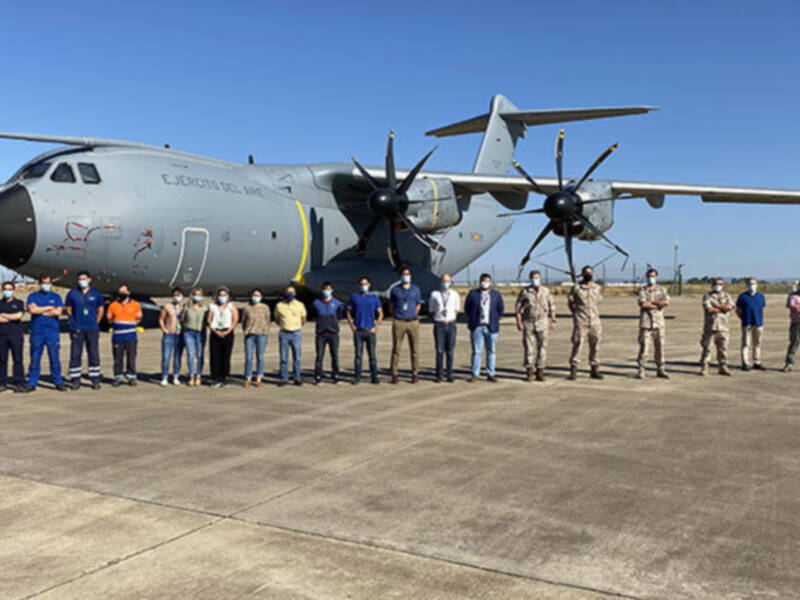 El pasado día 31 de agosto, la Maestranza Aérea de Sevilla finalizó la primera revisión ejecutada sobre un avión A400M del Ejército del Aire. 