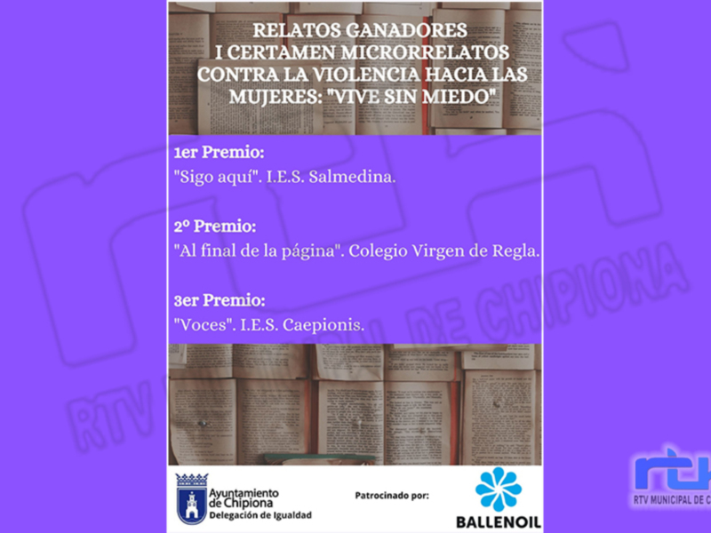 Mónica Reyes, Paula Contioso y Marta Manga ganadoras del Certamen de microrrelatos contra la violencia hacia las mujeres en Chipiona