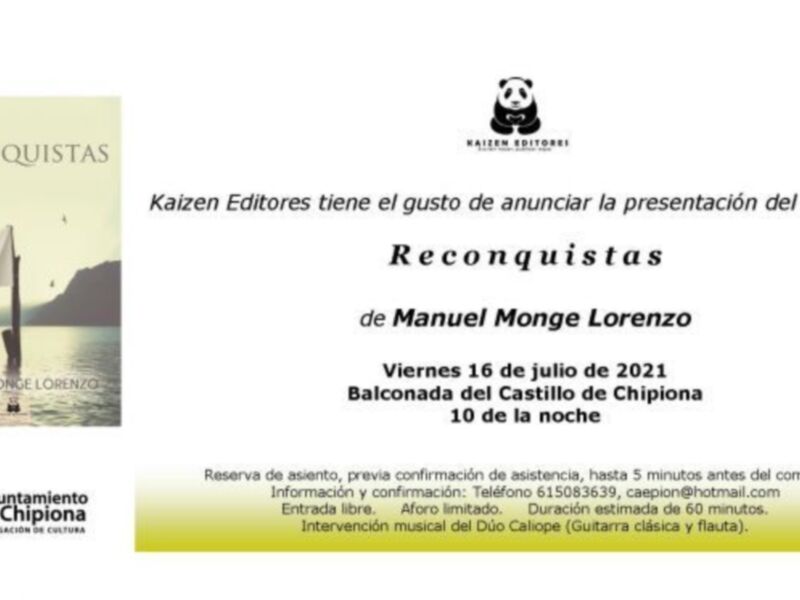 El chipionero Manuel Monge Lorenzo presentará el próximo viernes  ‘Reconquistas’, su tercer libro de poemas