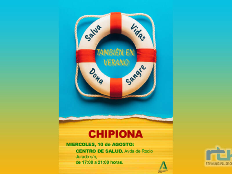 La campaña de verano de donación de sangre vuelve a Chipiona el miércoles 10 de agosto