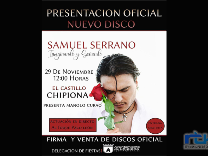 El cantaor chipionero Samuel Serrano presentará mañana en su tierra su disco ‘Imaginando y soñando’ 