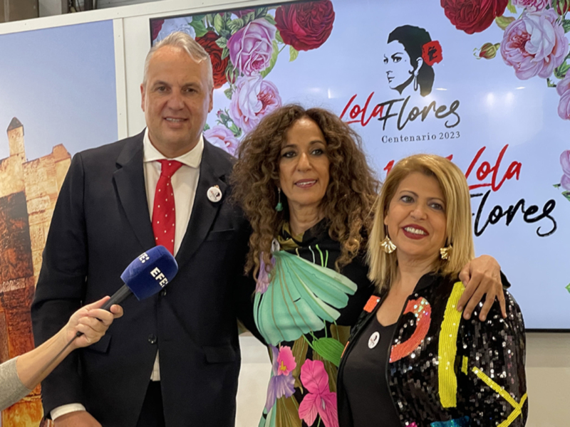 Rosario Flores centenario de Lola Flores esta mañana en FITUR 
