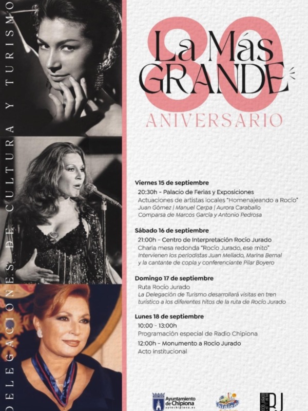 Marina Bernal ,Pilar  Boyero y Juan Mellado conmemora el 80 aniversario del nacimiento de Rocío Jurado con una charla en  Chipiona 