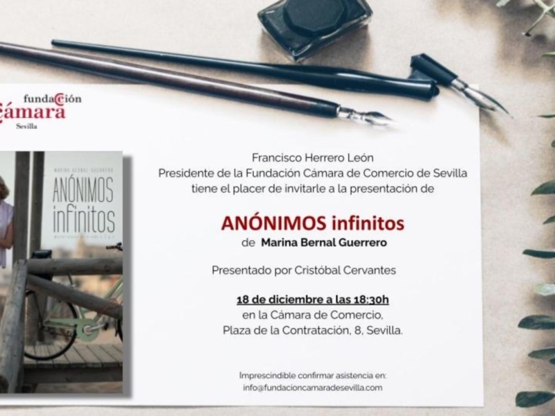 La cámara de comercio de Sevilla presenta este lunes 18 Todos los microrrelatos Anónimos Infinitos de Marina Bernal     