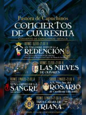 La Hermandad de la Divina Pastora de Capuchinos organiza el ya tradicional ciclo de conciertos de Cuaresma desde el próximo viernes 16 de febrero hast