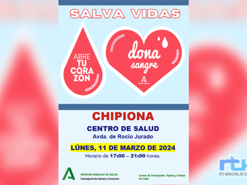 Llamada a donar sangre y regalar vida el próximo lunes en Chipiona