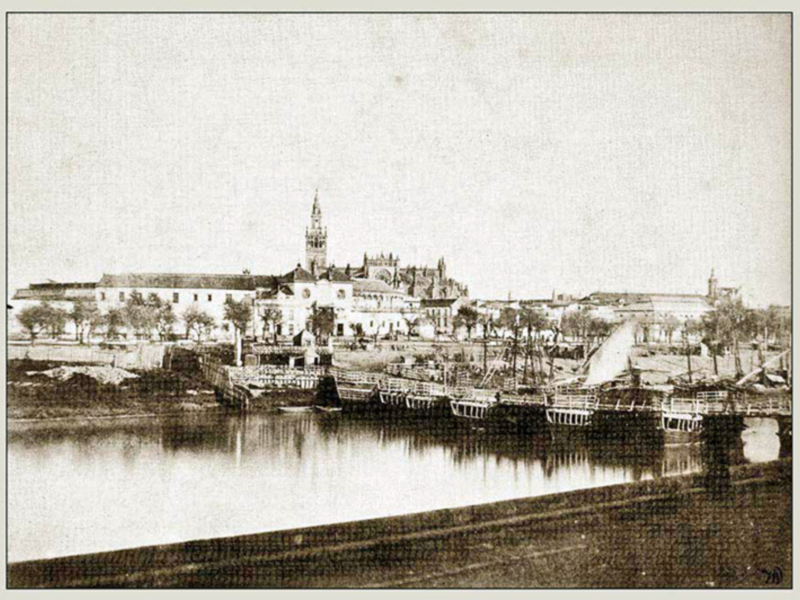 El Puente de Barcas entre Sevilla y Triana.