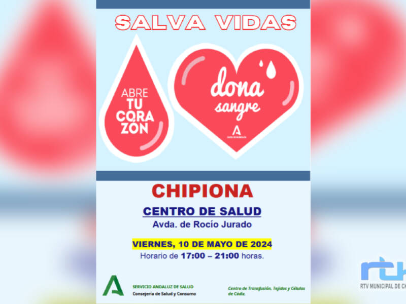 Llamada a donar sangre y regalar vida este viernes en Chipiona