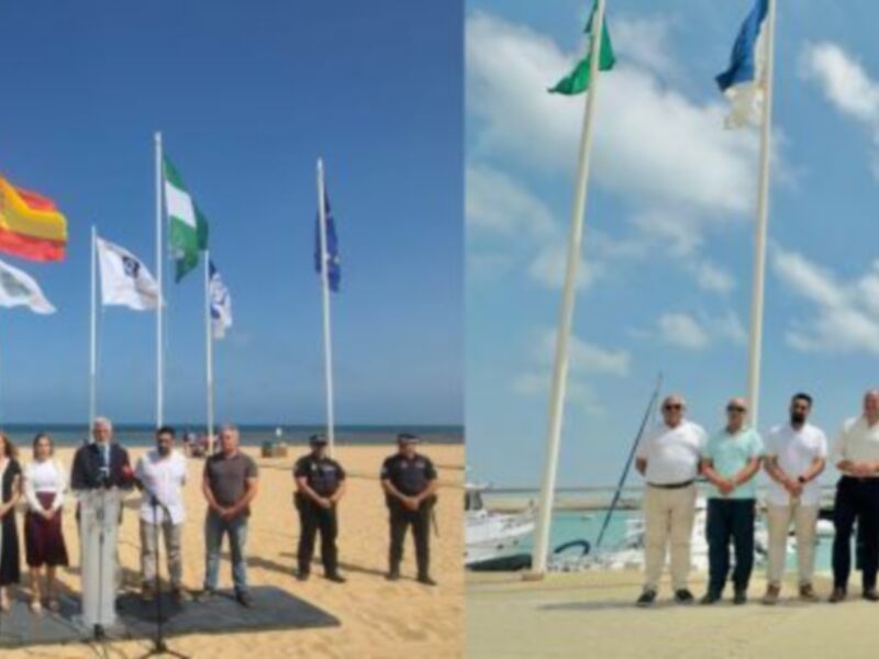 Las banderas azules ya ondean en las playas y el puerto deportivo de Chipiona