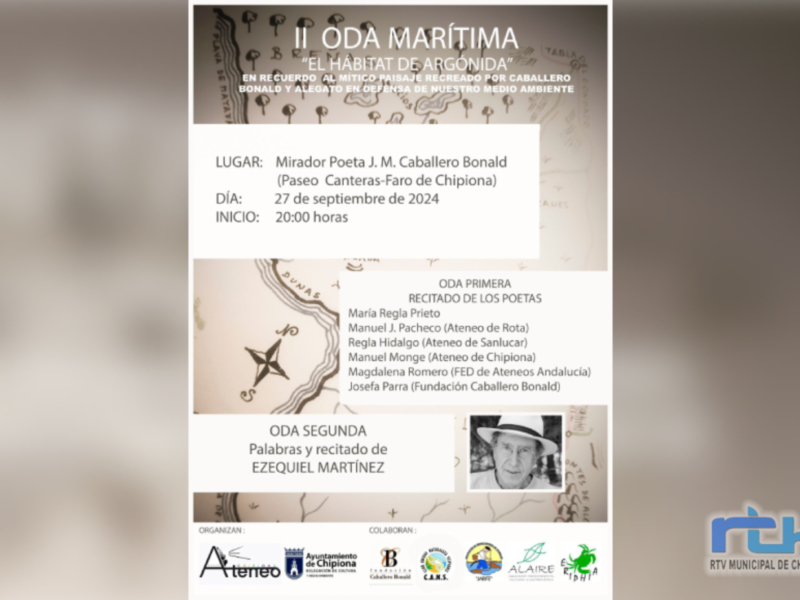 Nuevo Ateneo y Cultura celebran mañana la II Oda Marítima ‘El hábitat de Argónida’ en recuerdo del paisaje recreado por Caballero Bonald    