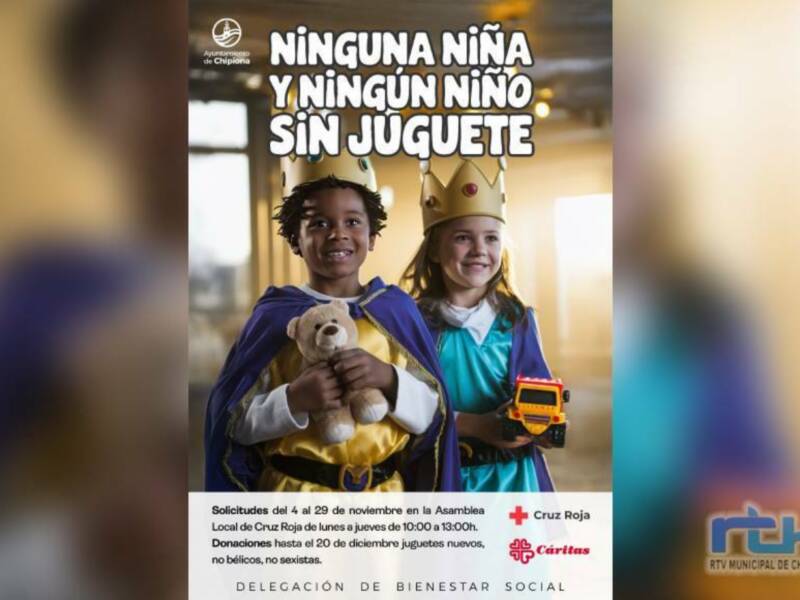Últimos días para que las familias soliciten acceder a la campaña ‘Ninguna niña ningún niño sin juguetes’ de Chipiona