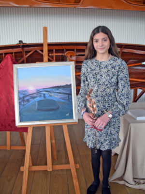Arte y tradición: María Nieto entrega sus cuadros en el almuerzo de Navidad de la RLNE