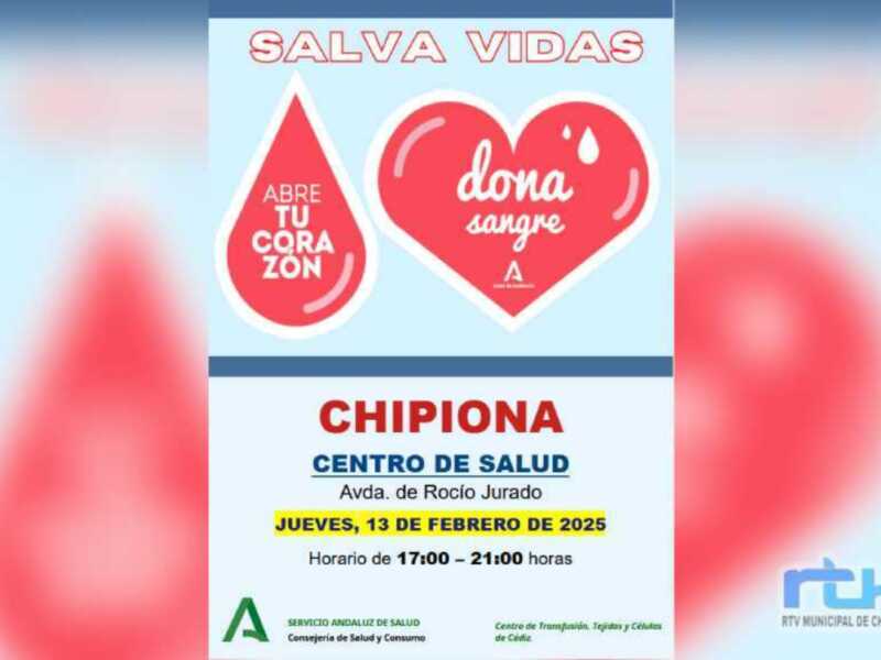 ‘Salva vidas, abre tu corazón’, convocan a nueva donación colectiva de sangre para el próximo jueves en Chipiona