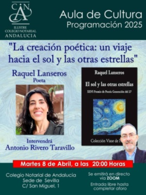 El Colegio Notarial de Andalucía acoge un encuentro con la poeta Raquel Lanseros