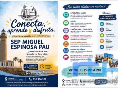 El Centro de Educación Permanente Miguel Espinosa Pau de Chipiona tiene abierta de nuevo la matriculación para el nuevo curso académico