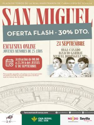 Lances de Futuro lanza una ‘promoción flash’ con el 30% de descuento para los jóvenes en la novillada de la Feria de San Miguel