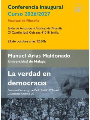 Cartel de la conferencia inaugural del curso 2026/2027 de la Facultad de Filosofía.